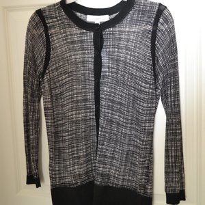 Loft Black/White Plaid Light Cardigan -Sz M - NWT!